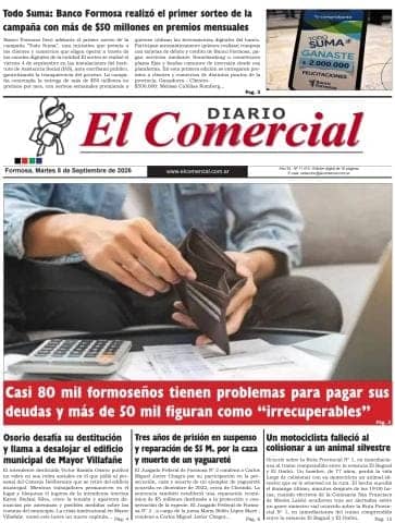 Tapa de El Comercial del 8 de septiembre. La nota sobre el incendio está en la página 15, no en la tapa.